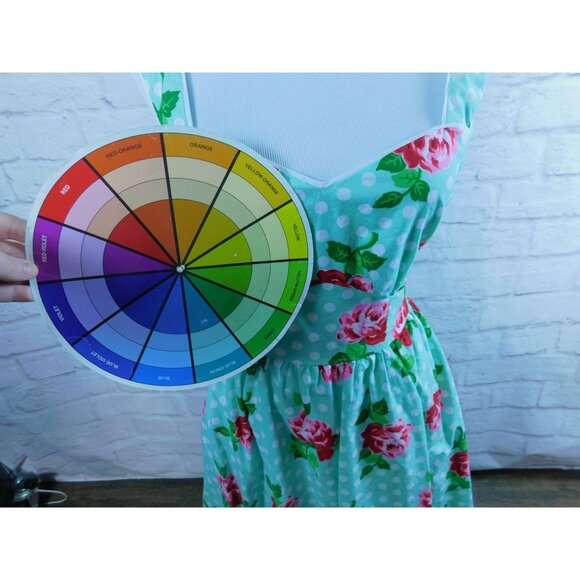 ModCloth Vintage Style Cotton Floral & Polka Dot Sleeveless Dress M - Picture 8 of 13